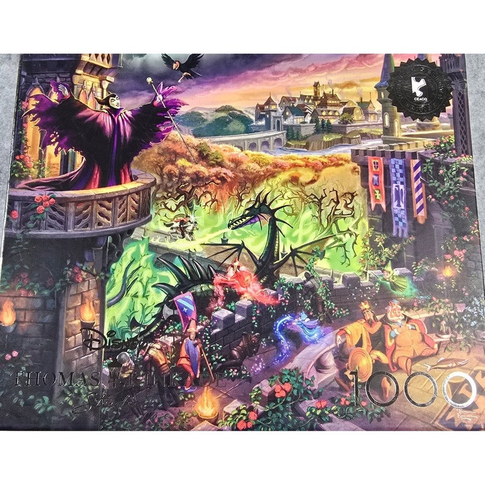 Disney Thomas Kinkade Maleficent Sleeping Beauty 1000 Piece Puzzle Ceaco Silver